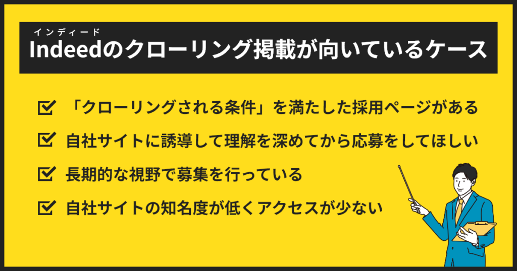 インディードクローリング掲載が向いているケース