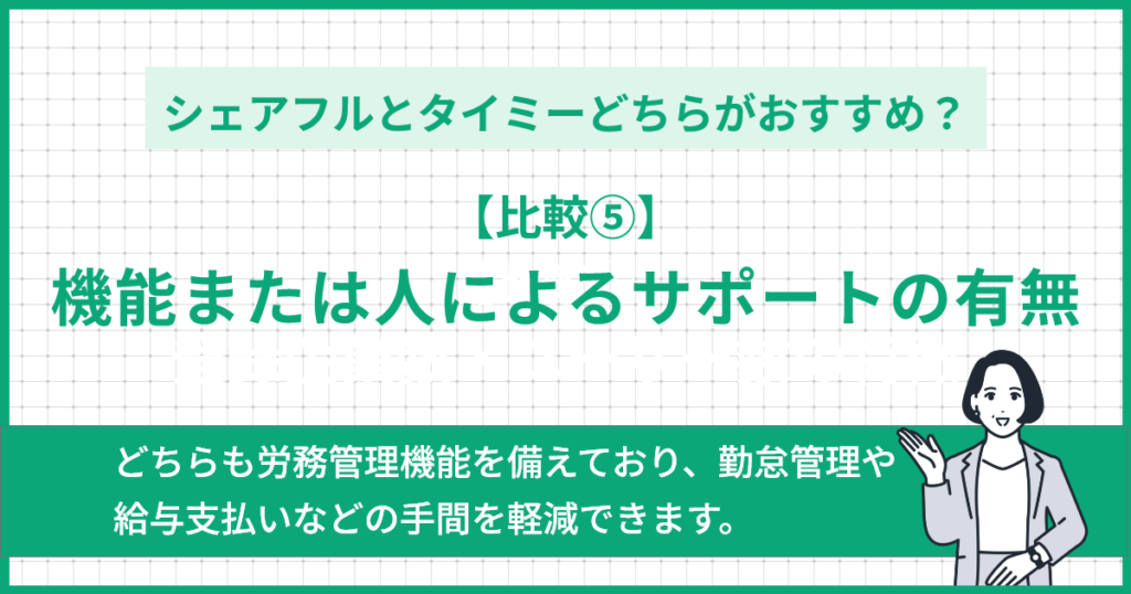 【比較⑤】機能または人によるサポートの有無